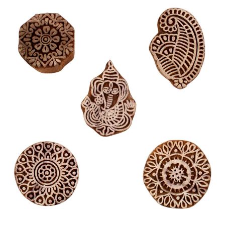 Set of 5 Piece New Mix Wooden Printing Blocks